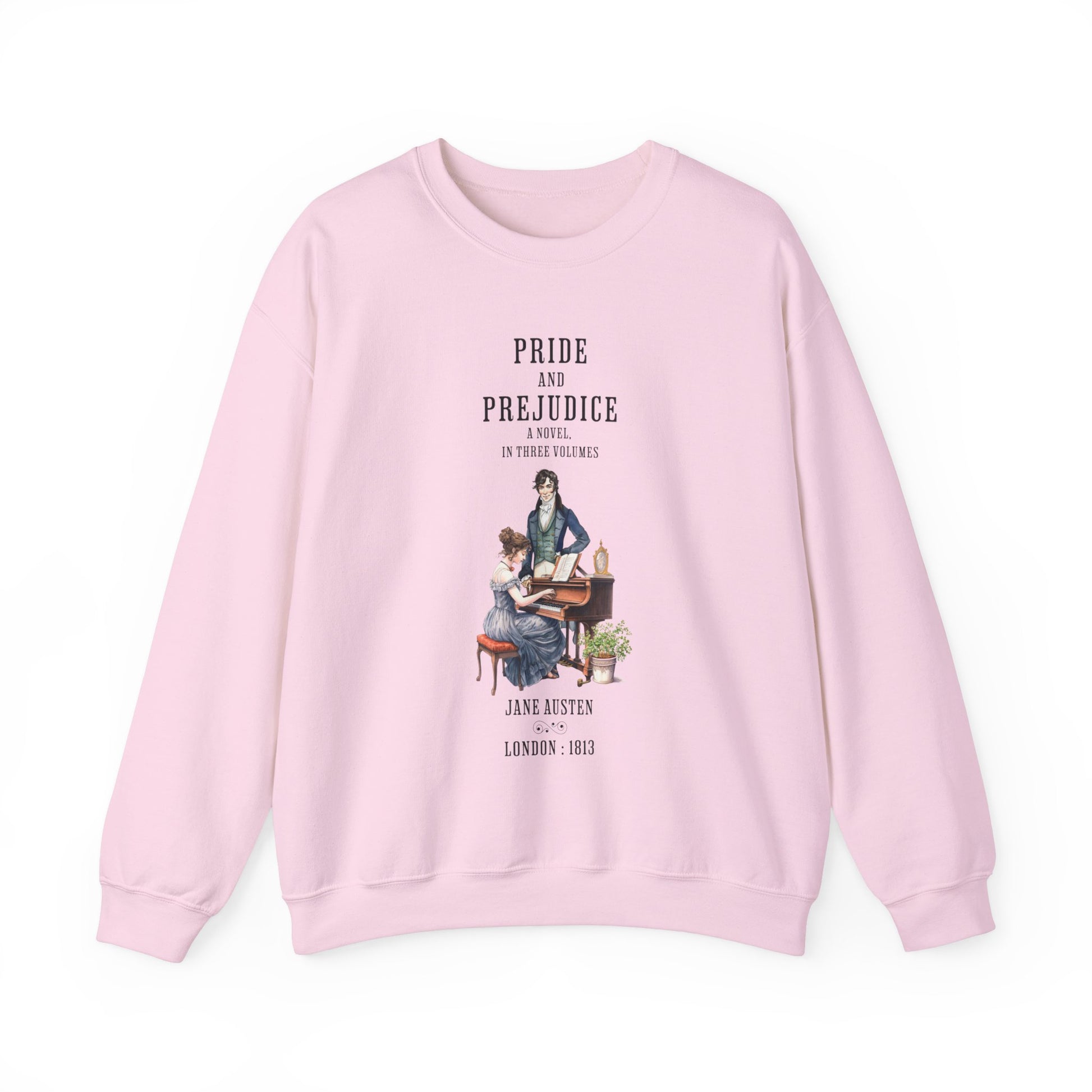 Jane Austen Sweatshirt, Pride & Prejudice Historical Romance Sweater, Bookish Literary Jane Austen Fan Art Gift for Her, Bookclub Shirt Sweatshirt Printify S Light Pink 