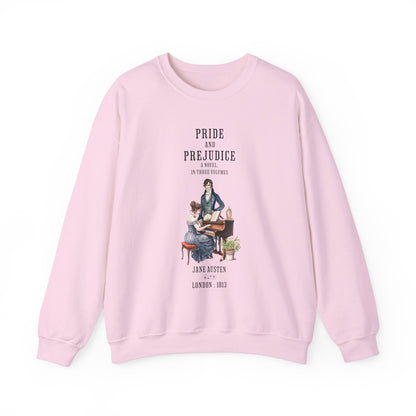 Jane Austen Sweatshirt, Pride & Prejudice Historical Romance Sweater, Bookish Literary Jane Austen Fan Art Gift for Her, Bookclub Shirt Sweatshirt Printify S Light Pink 