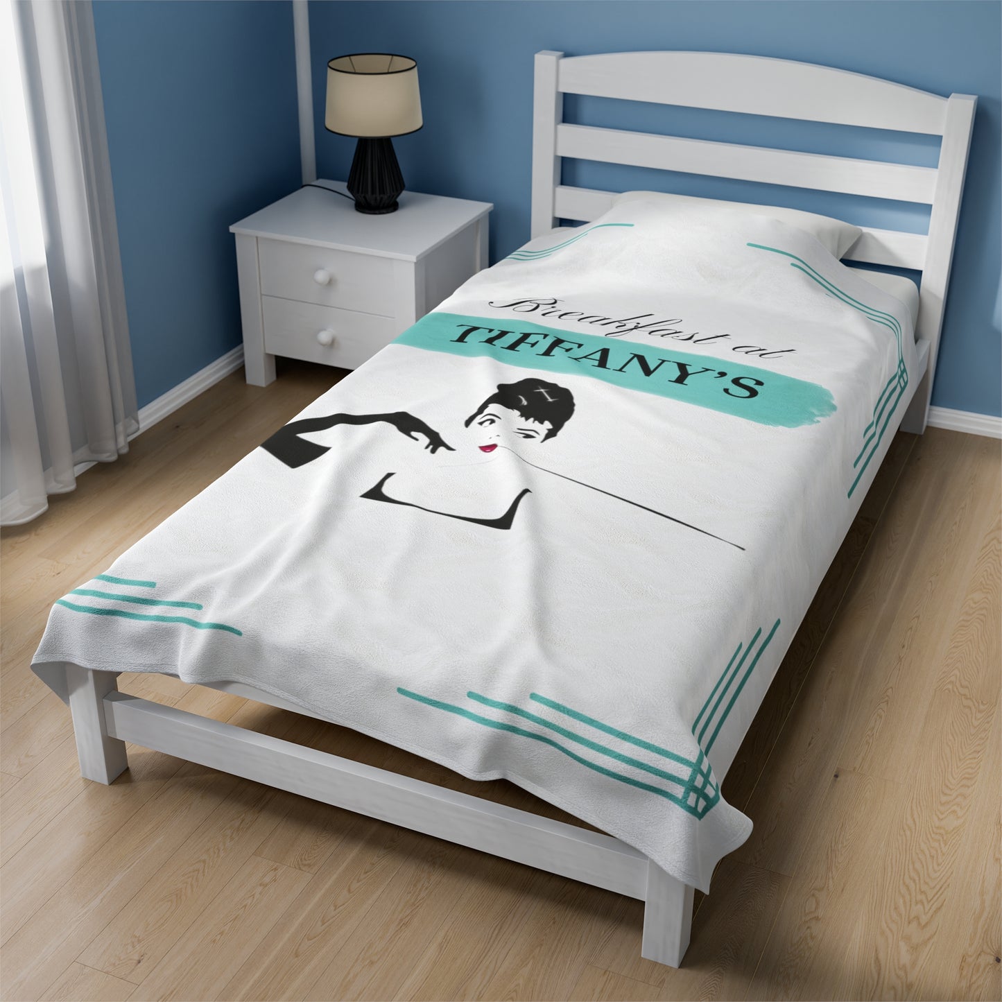 Breakfast at Tiffany's T & Co Throw Blanket, Soft Classic Audrey Hepburn, Book Lover Reading, Movie Watching Blanket, Truman Capote Fan Gift All Over Prints Printify   