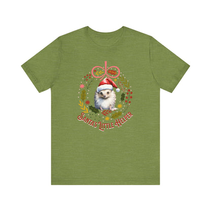 HedgeHog Christmas Shirt Cute Santa's Little Helper T-Shirt, Hedgehog Lover Gift, Merry Christmas Shirt, Country Christmas Animal Lover Gift T-Shirt Printify Heather Green XS 