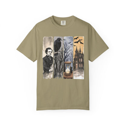 Edgar Allan Poe T-Shirt Gothic Graphic Tee The Raven Nevermore Quote Horror Literature Shirt Dark Academia Aesthetic Halloween Party Gift T-Shirt Printify Khaki S