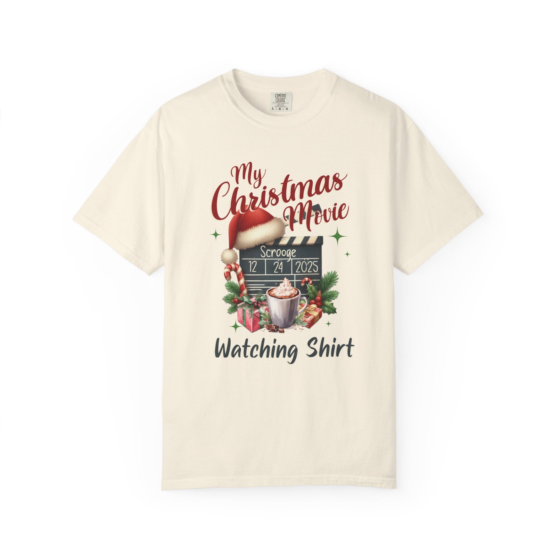 Custom Christmas Movie Watching Shirt, Holiday Movie Sweatshirt, Funny Gift For Her, Festive Shirts, Family Group Shirts, Xmas Keepsake Gift T-Shirt Printify Ivory S