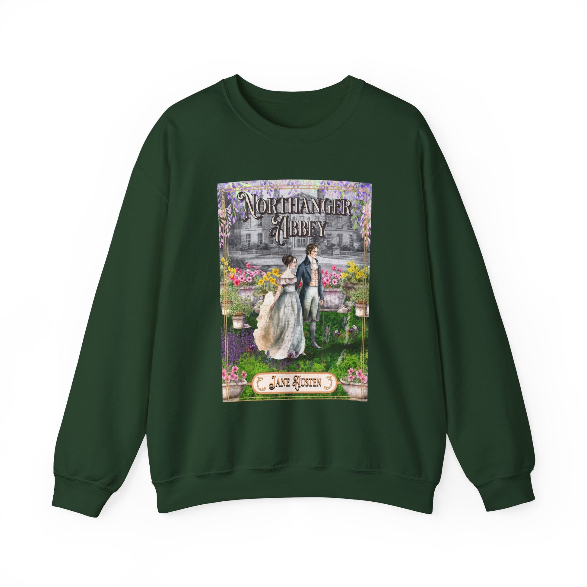 Jane Austen Sweatshirt, Northanger Abbey Historical Romance Sweater, Bookish Literary Jane Austen Fan Art Gift, Gift for Her, Bookclub Shirt Sweatshirt Printify S Forest Green 