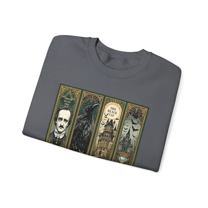 Edgar Allan Poe Sweatshirt The Raven Nevermore Gothic Horror Sweater Dark Academia Macabre Halloween Gift for Book Lovers Birthday Christmas