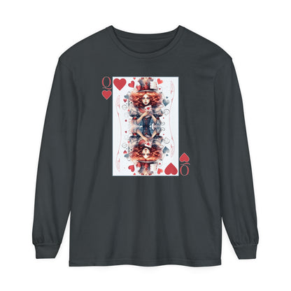 Queen of Hearts Long Sleeve Shirt Alice In Wonderland Lewis Carroll Whimsigoth Academia TShirt Mad Hatter Tea Party Tee Bookish Booktok Gift Long-sleeve Printify Graphite S 