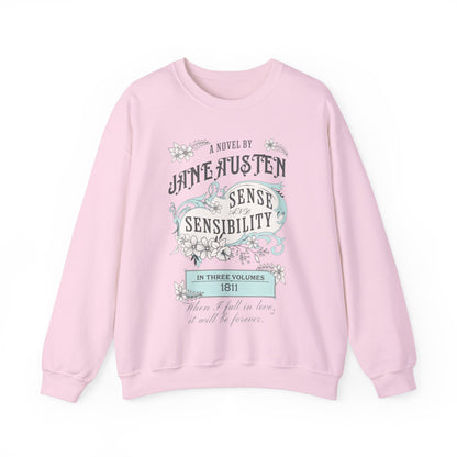 Jane Austen Sweatshirt, Sense & Sensibility Historical Romance Sweater, Bookish Literary Jane Austen Fan Art Gift, Gift for Her, Readers, Sweatshirt Printify S Light Pink 