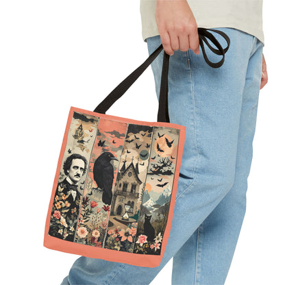 Edgar Allan Poe Tote Bag Gothic Literary Gift for Book Lover Dark Academia Macabre Accessory Halloween Tote Fall School Bag for Poetember Bags Printify