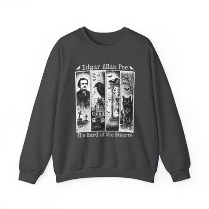 Edgar Allan Poe Sweatshirt The Raven Nevermore Gothic Horror Sweater Dark Academia Macabre Halloween Gift for Book Lovers Birthday Christmas Sweatshirt Printify Dark Heather S