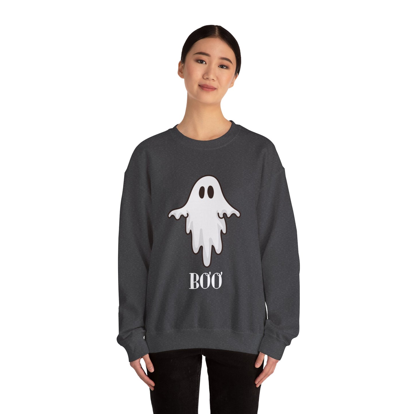 Halloween Ghost Sweatshirt, Cute Ghost Shirt, Spooky Season Sweater, Halloween Party, Autumn or Fall Style Top, Trick or Treating Style, Sweatshirt Printify   