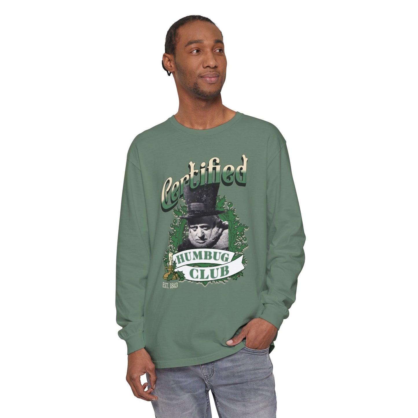 A Christmas Carol  Long Sleeve T-Shirt | Vintage Humor Tee Certified Humbug Club Unisex Gift  Gag Holiday Apparel  Casual Outfit