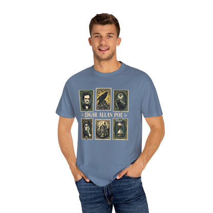 Edgar Allan Poe T-Shirt Gothic Graphic Tee The Raven Nevermore Quote Horror Literature Shirt Dark Academia Aesthetic Halloween Party Gift