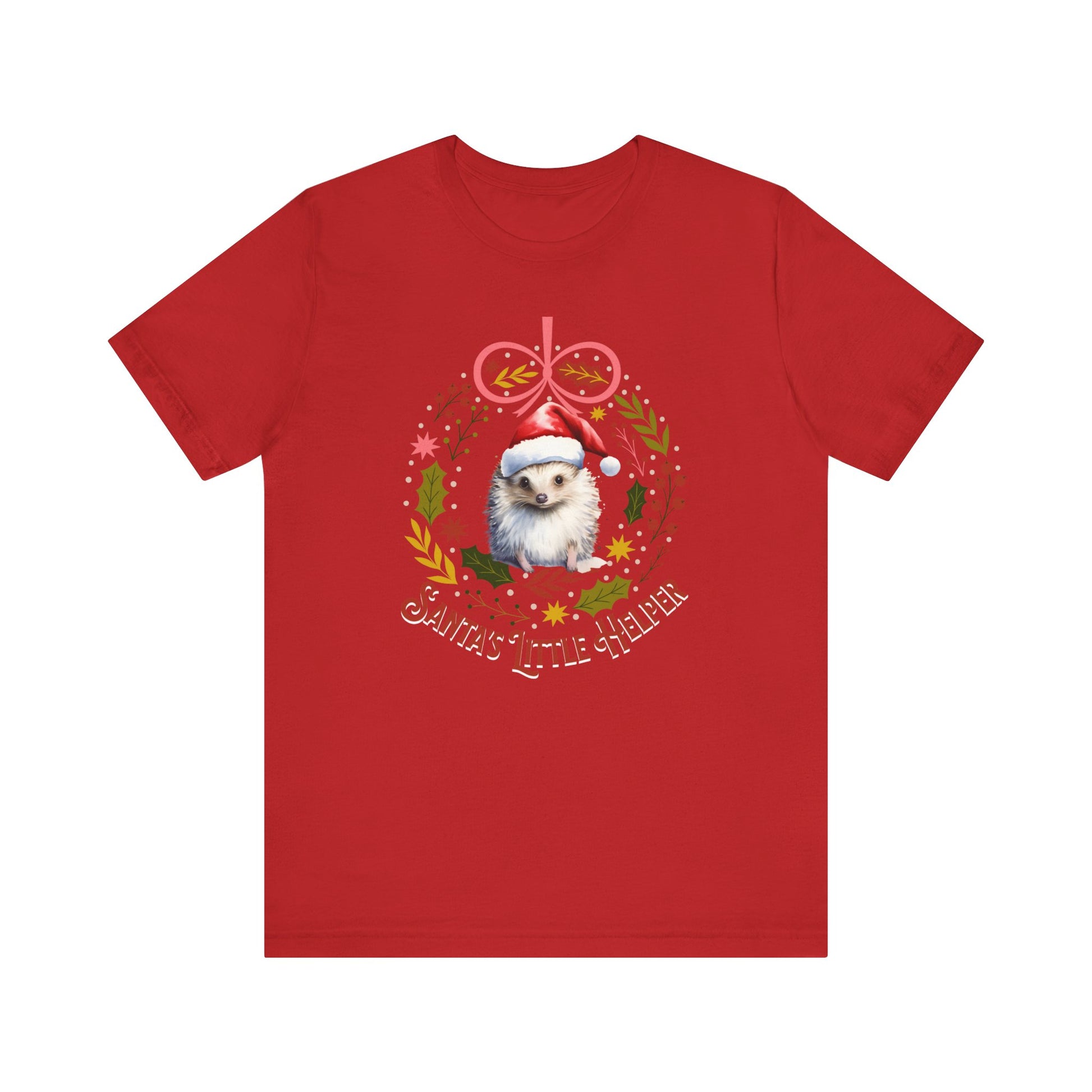 HedgeHog Christmas Shirt Cute Santa's Little Helper T-Shirt, Hedgehog Lover Gift, Merry Christmas Shirt, Country Christmas Animal Lover Gift T-Shirt Printify Red XS 