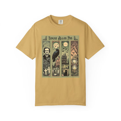 Edgar Allan Poe T-Shirt Gothic Graphic Tee The Raven Nevermore Quote Horror Literature Shirt Dark Academia Aesthetic Halloween Party Gift T-Shirt Printify Mustard S