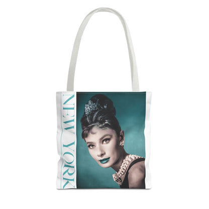 New York Fashion Tote Bag Retro Audrey Hepburn Theme Gift For Bridal Shower Party Favor Birthday Gift Bride Tote Bags Bags Printify 13" × 13'' White