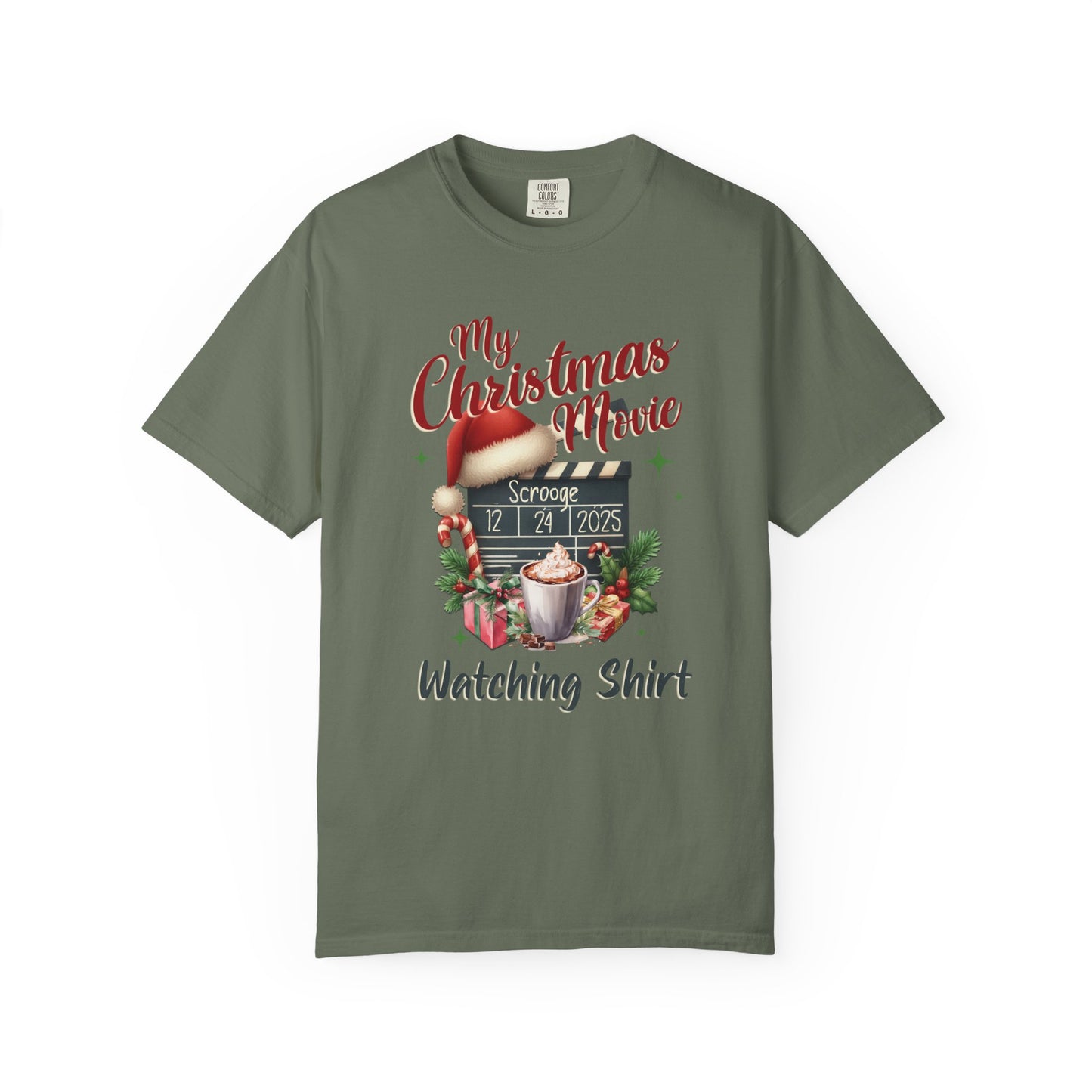 Custom Christmas Movie Watching Shirt, Holiday Movie Sweatshirt, Funny Gift For Her, Festive Shirts, Family Group Shirts, Xmas Keepsake Gift T-Shirt Printify Moss S