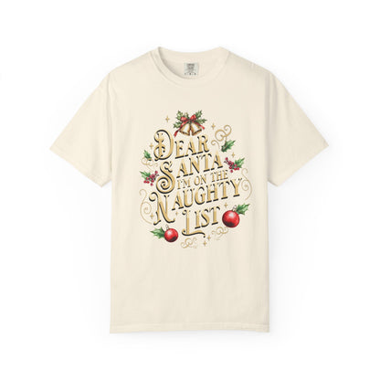 I'm On The Naughty List Christmas T-Shirt, Funny Holiday Gift, Dear Santa I'm the Reason Why Tee, Unisex Casual Wear, Festive Apparel T-Shirt Printify Ivory S