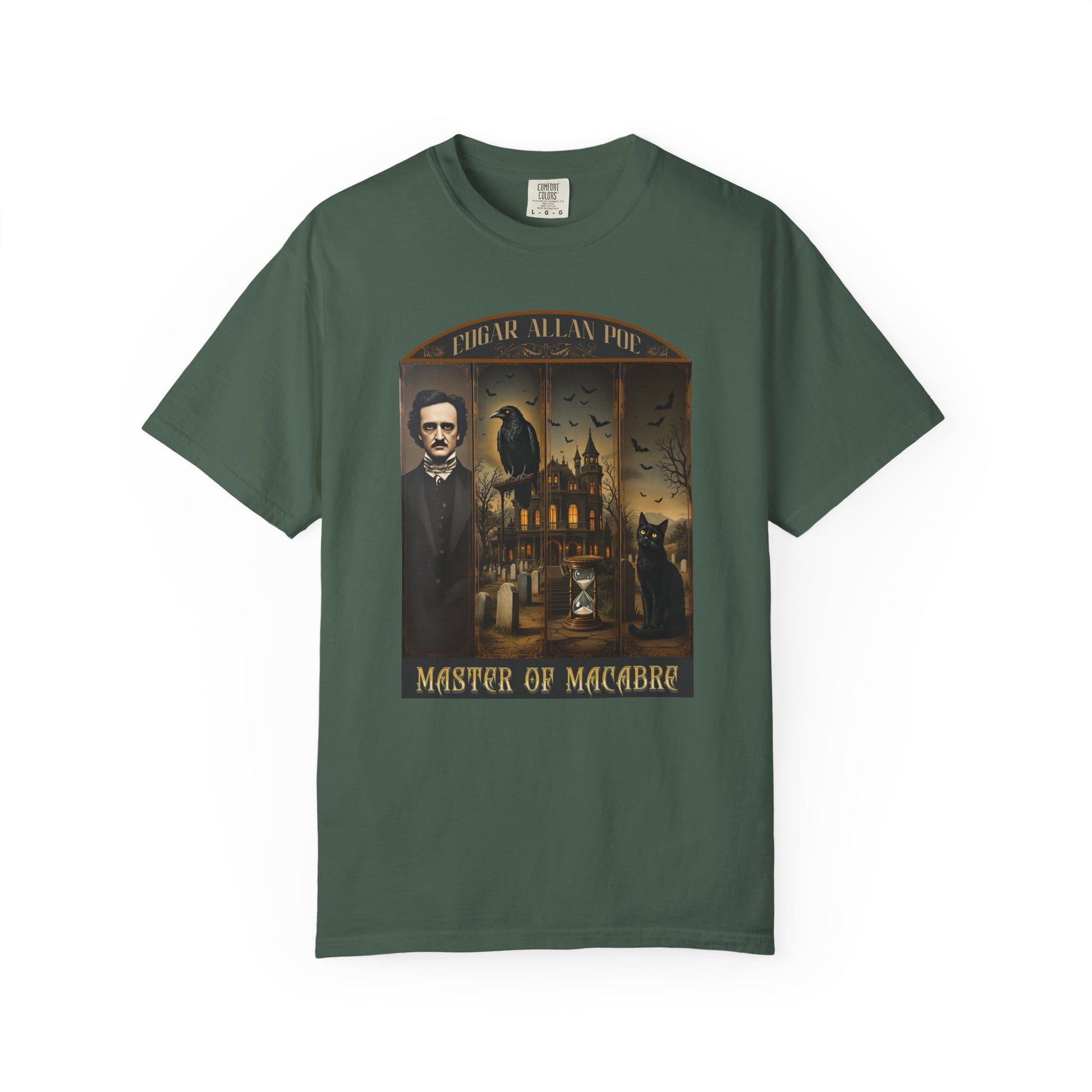 Edgar Allan Poe T-Shirt Gothic Graphic Tee The Raven Nevermore Quote Horror Literature Shirt Dark Academia Aesthetic Halloween Party Gift T-Shirt Printify Blue Spruce S