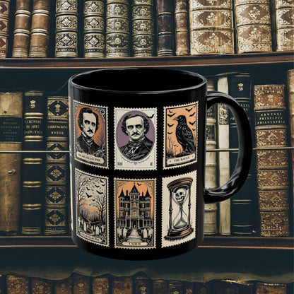 Edgar Allan Poe Mug Gothic Literary Gift For Book Lover Dark Academia Macabre Fall Coffee Cup Halloween Poetember Party Gift For Bookclub Mug Printify 11oz