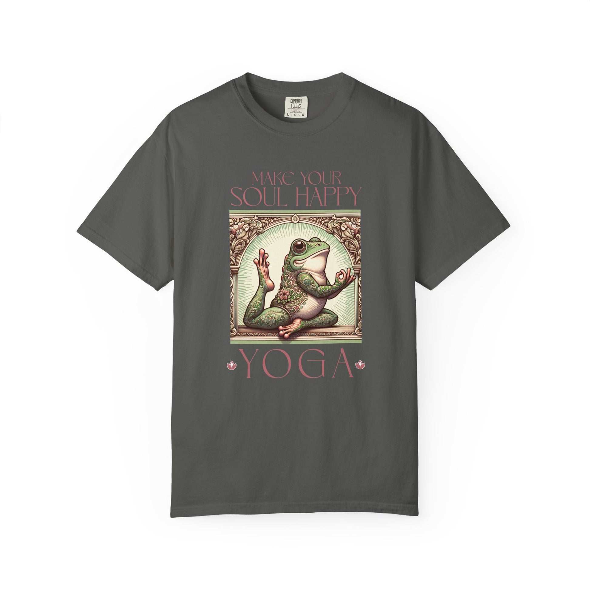 Yoga Frog Make Your Soul Happy Pink Unisex T-Shirt, Casual Wear, Highlander Fan Gift, Comfortable Graphic Tee T-Shirt Printify Pepper S