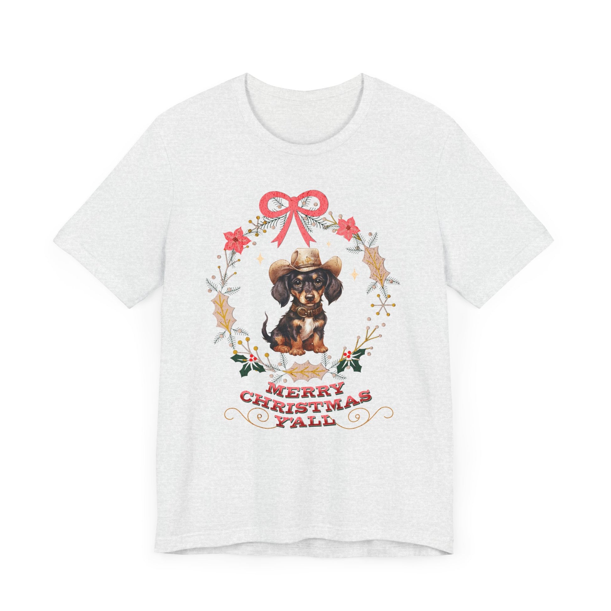 Western Dachshund Wiener Christmas Shirt, Dachshund Lover Gift, Cowgirl Country Southern Rodeo Christmas Shirt, Animal Lover, Farm Life Gift T-Shirt Printify   