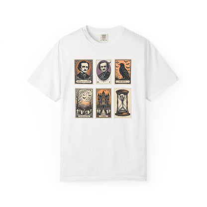 Edgar Allan Poe T-Shirt Gothic Graphic Tee The Raven Nevermore Quote Horror Literature Shirt Dark Academia Aesthetic Halloween Party Gift T-Shirt Printify White S