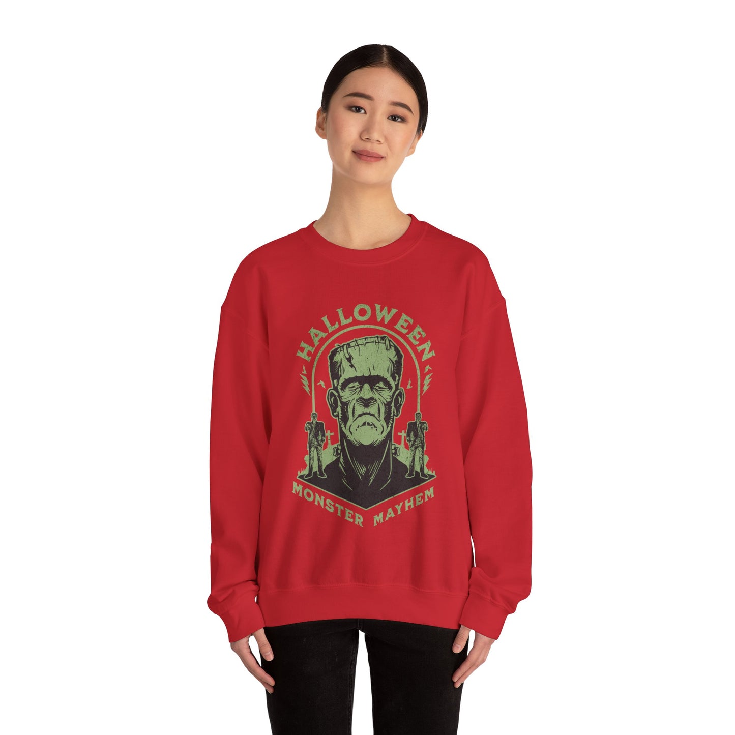 Vintage Halloween Frankenstein Monster Graphic Sweatshirt, Creepy Spooky Book Lover Gift, Horror Movie, Fall Festival Party Sweater. Sweatshirt Printify   