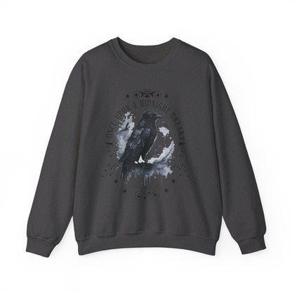 Edgar Allan Poe, The Raven Sweatshirt, Poet, Poetry Lover Sweater, Book Lover, Haunting Gothic Gift, Light, Dark Academia, Horror Movie Top Sweatshirt Printify S Dark Heather 