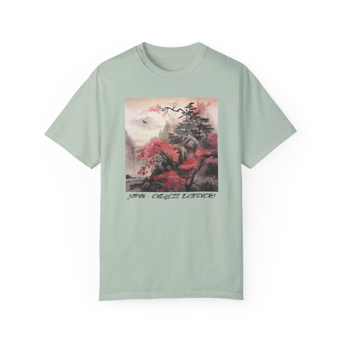 Japanese Mountain T-Shirt Pretty Sumi-e Style Japan Landscape Ink Painting Gift For Her Japanese Vacation Vintage Japanese Aesthetic Tee T-Shirt Printify   