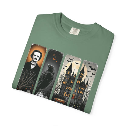 Edgar Allan Poe T-Shirt Gothic Graphic Tee The Raven Nevermore Quote Horror Literature Shirt Dark Academia Aesthetic Halloween Party Gift