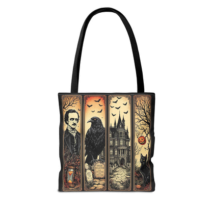Edgar Allan Poe Tote Bag Gothic Literary Gift for Book Lover Dark Academia Macabre Accessory Halloween Tote Fall School Bag for Poetember Bags Printify