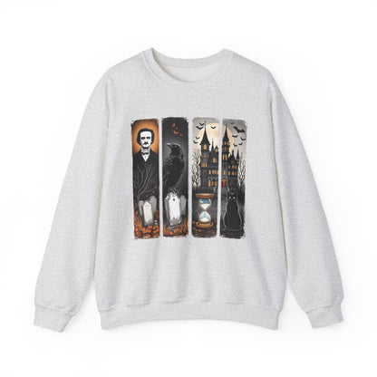 Edgar Allan Poe Sweatshirt The Raven Nevermore Gothic Horror Sweater Dark Academia Macabre Halloween Gift for Book Lovers Birthday Christmas Sweatshirt Printify Ash S