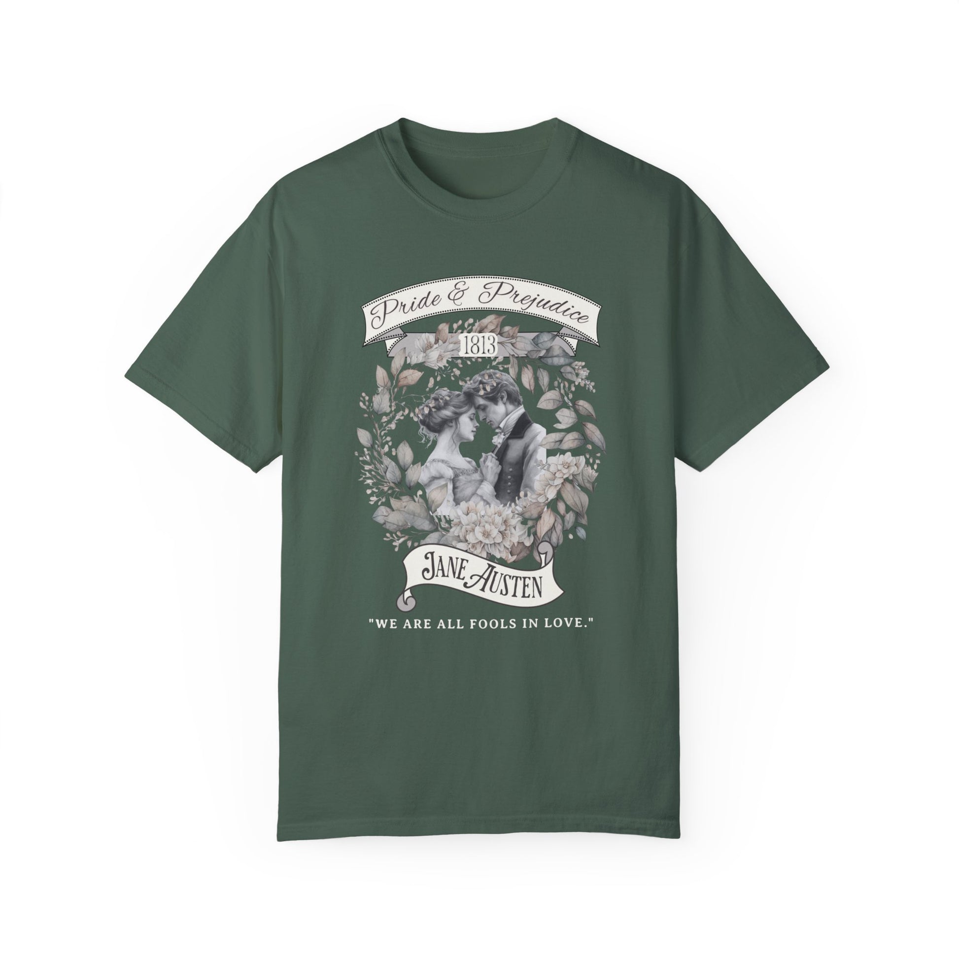 Jane Austen TShirt, Pride & Prejudice Historical Romance Comfort Colors, Bookish Literary Jane Austen Fan Art Gift, Oversized Bookclub Shirt T-Shirt Printify Blue Spruce S 