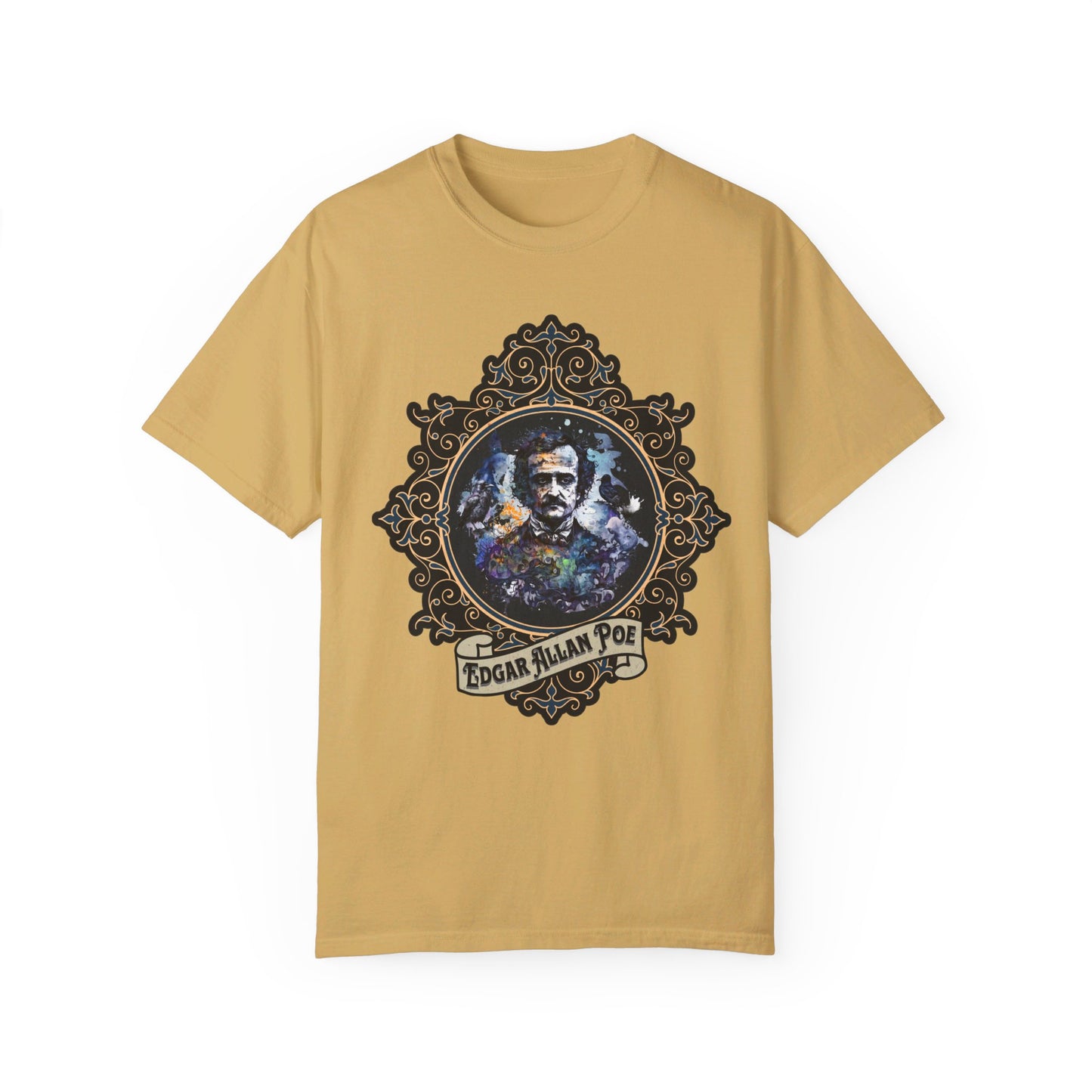 Edgar Allan Poe Shirt, Poet, Poetry Lover Tee, Book, Reading Lover Shirt, Halloween, Gothic, Light Academia Gifts, Comfort Colours TShirt T-Shirt Printify Mustard S 