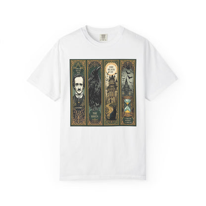 Edgar Allan Poe T-Shirt Gothic Graphic Tee The Raven Nevermore Quote Horror Literature Shirt Dark Academia Aesthetic Halloween Party Gift T-Shirt Printify White S