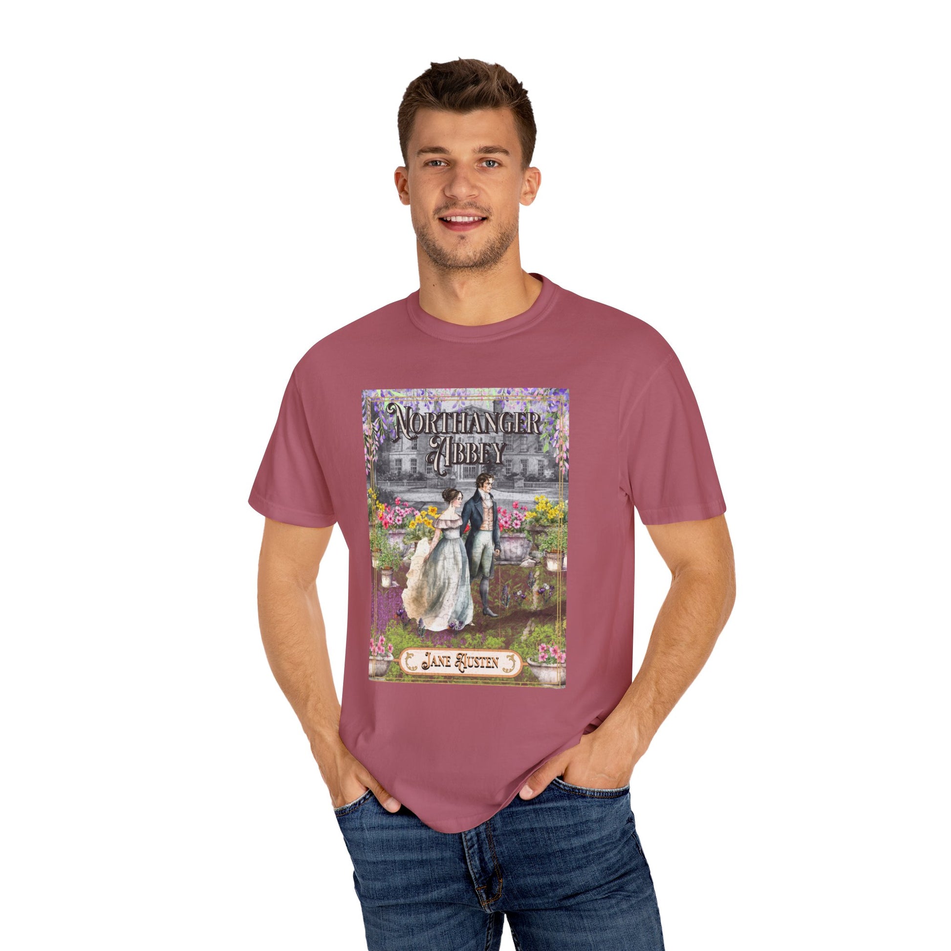Jane Austen Comfort Colors TShirt, Northanger Abbey Historical Romance, Bookish Literary Jane Austen Fan Art Gift, Gift for Her Bookclub Tee T-Shirt Printify   