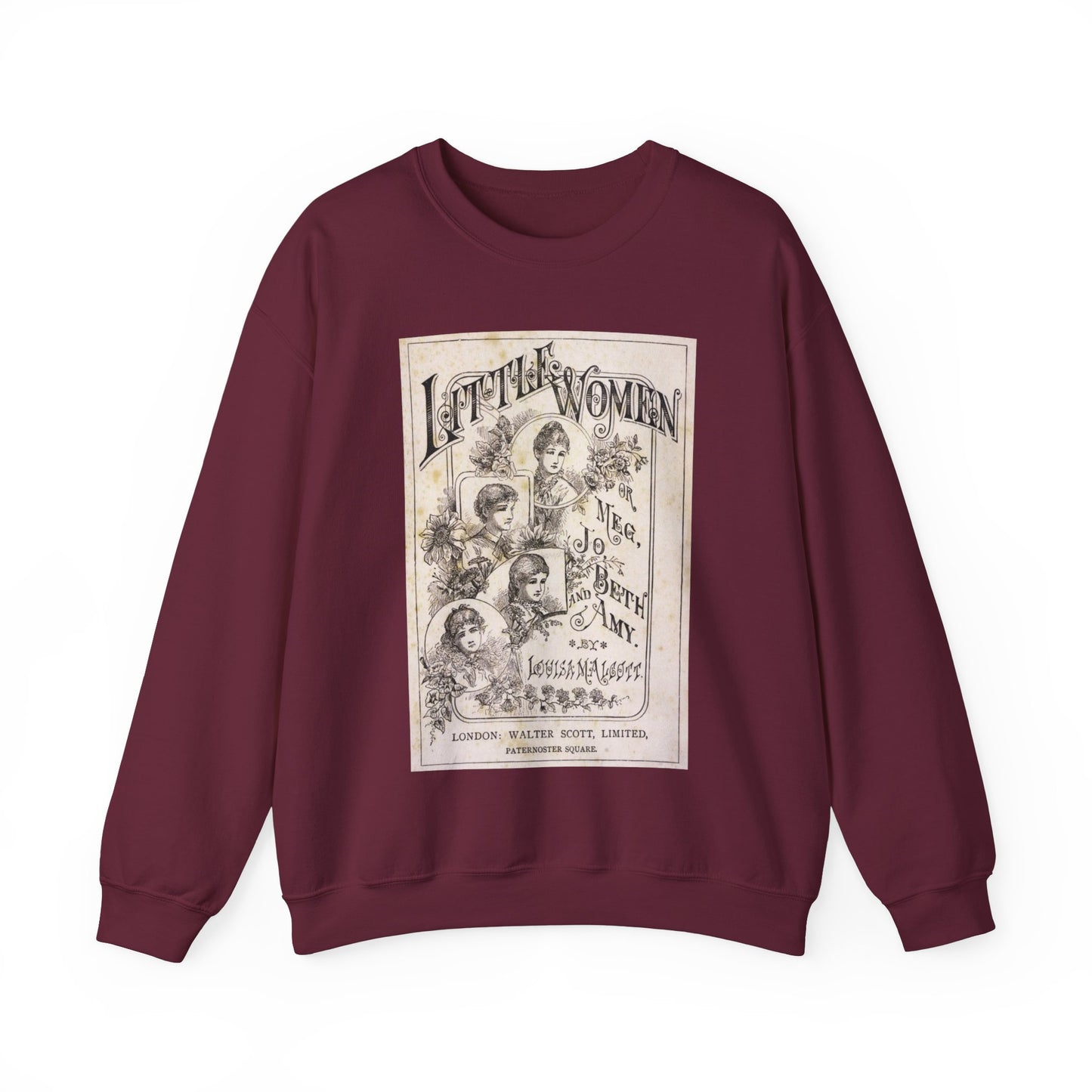 Little Women Sweatshirt, Louisa May Alcott Historical Romance Sweater, Bookish Literary Fan Art Gift, Gift for Her, Bookclub Crewneck Shirt Sweatshirt Printify S Maroon 