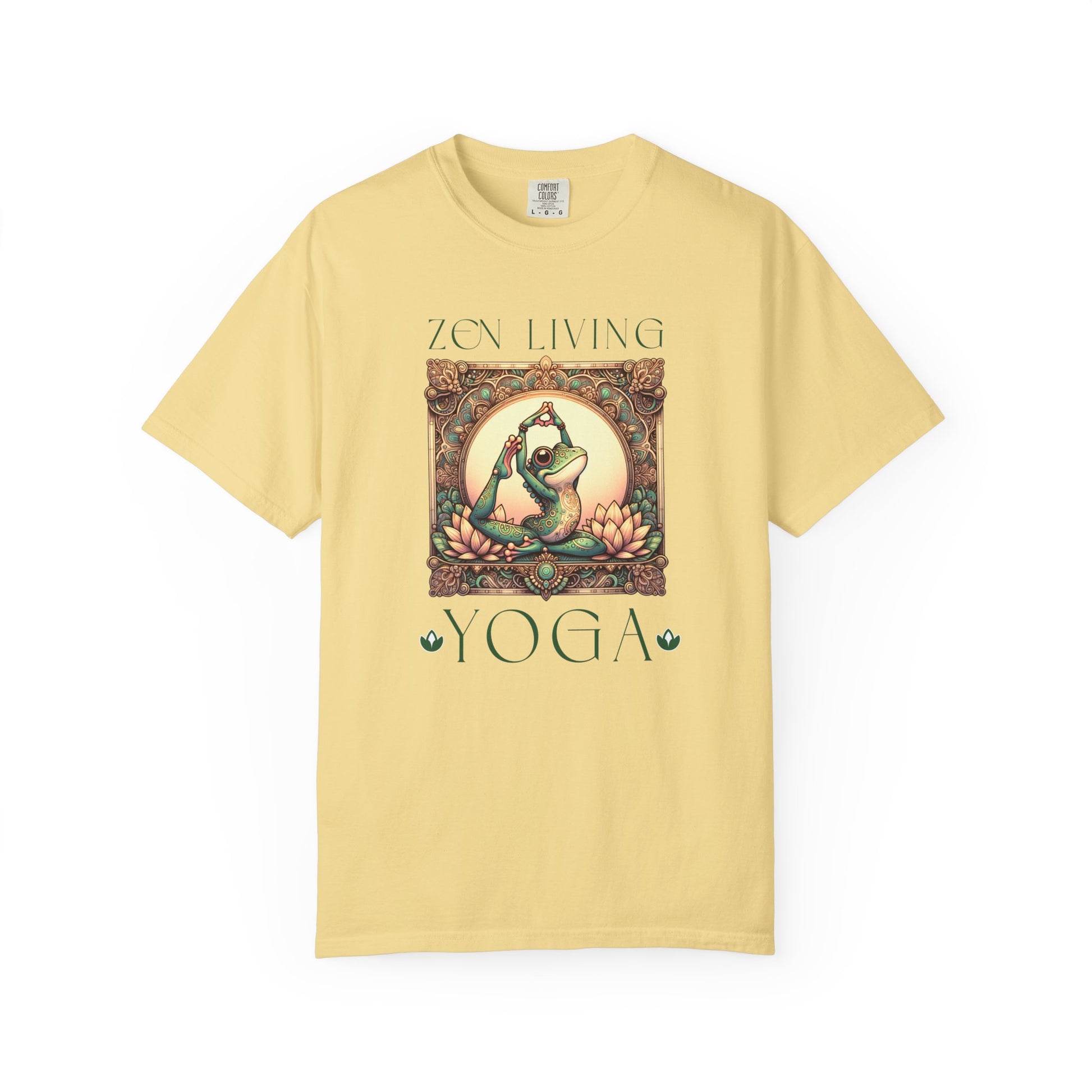 Green Yoga Frog Zen Living Unisex T-Shirt, Casual Wear, Highlander Fan Gift, T-Shirt Printify Butter S