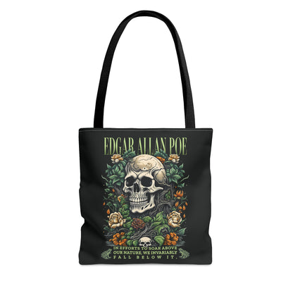 Edgar Allan Poe Tote Bag, Vintage Gothic, Grunge Shoulder Bag, Book, Library, Grocery, Travel Bag, Dark Academia, Bookish, Bookclub Gift, Bags Printify Small  