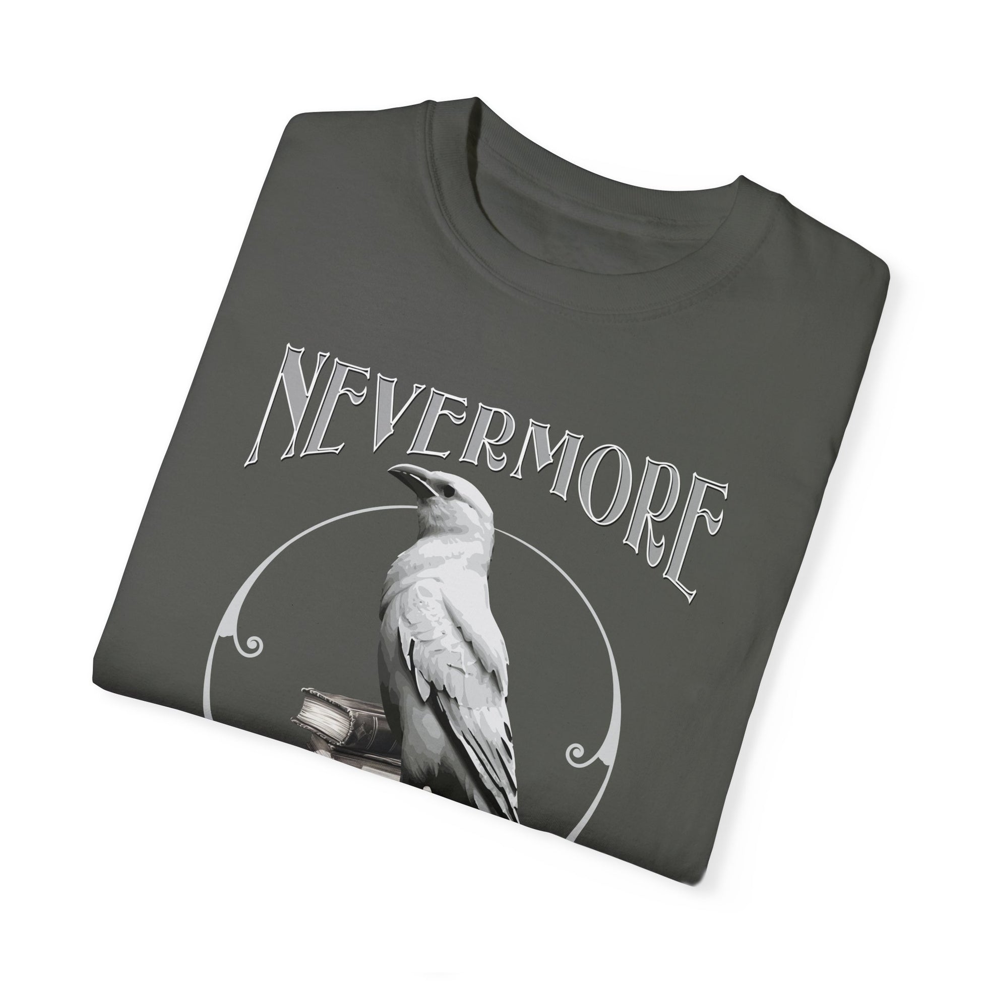 Edgar Allan Poe The White Raven Unisex Garment-Dyed T-shirt T-Shirt Printify   