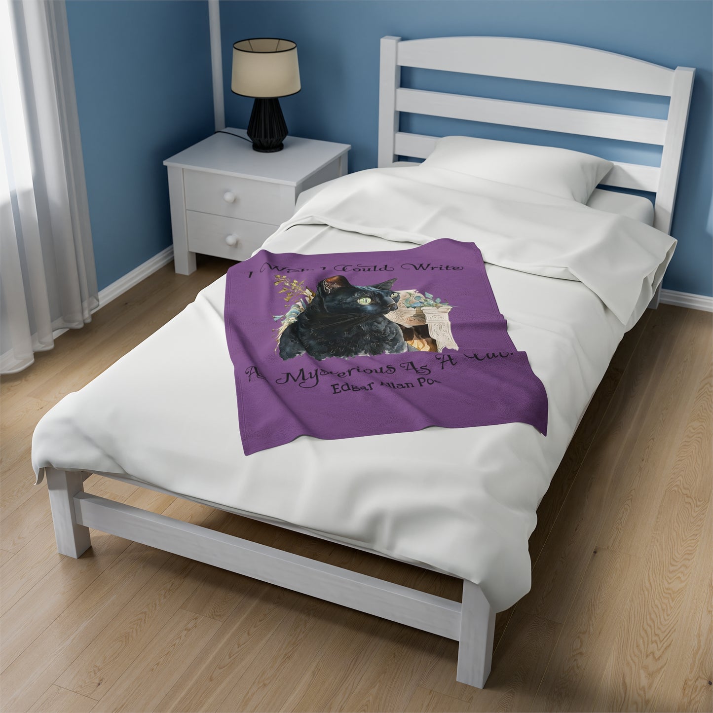 Edgar Allan Poe, The Black Cat Throw Blanket, Soft Book Lover Reading Blanket, Gothic Dark Academia, Horror Movie Watching Plush, Fairycore All Over Prints Printify   