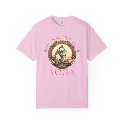 Yoga Frog Life Is Better With Yoga Unisex T-Shirt, Casual Wear, Highlander Fan Gift, T-Shirt Printify Blossom S