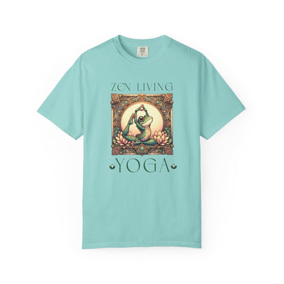 Green Yoga Frog Zen Living Unisex T-Shirt, Casual Wear, Highlander Fan Gift, T-Shirt Printify Chalky Mint S