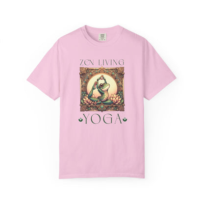 Green Yoga Frog Zen Living Unisex T-Shirt, Casual Wear, Highlander Fan Gift, T-Shirt Printify Blossom S