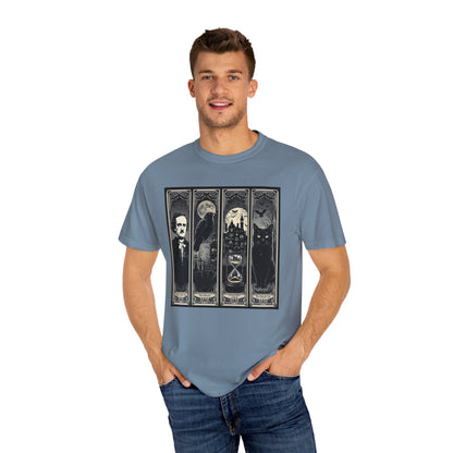 Edgar Allan Poe T-Shirt Gothic Graphic Tee The Raven Nevermore Quote Horror Literature Shirt Dark Academia Aesthetic Halloween Party Gift