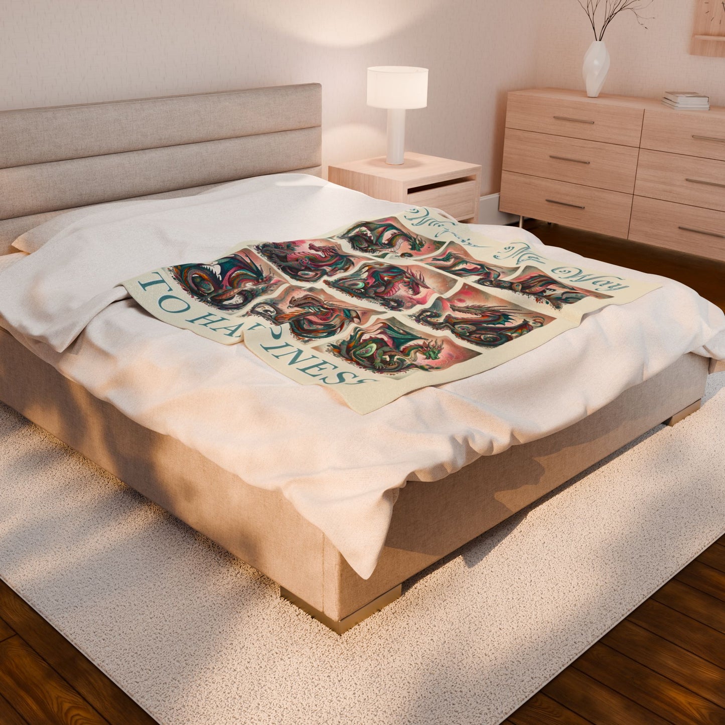 Winging My Way To Happiness Dragon Velveteen Blanket - Perfect for Book Lovers, Gifts for Sisters, Home Decor, Reading Nook, Cozy Nights All Over Prints Printify
