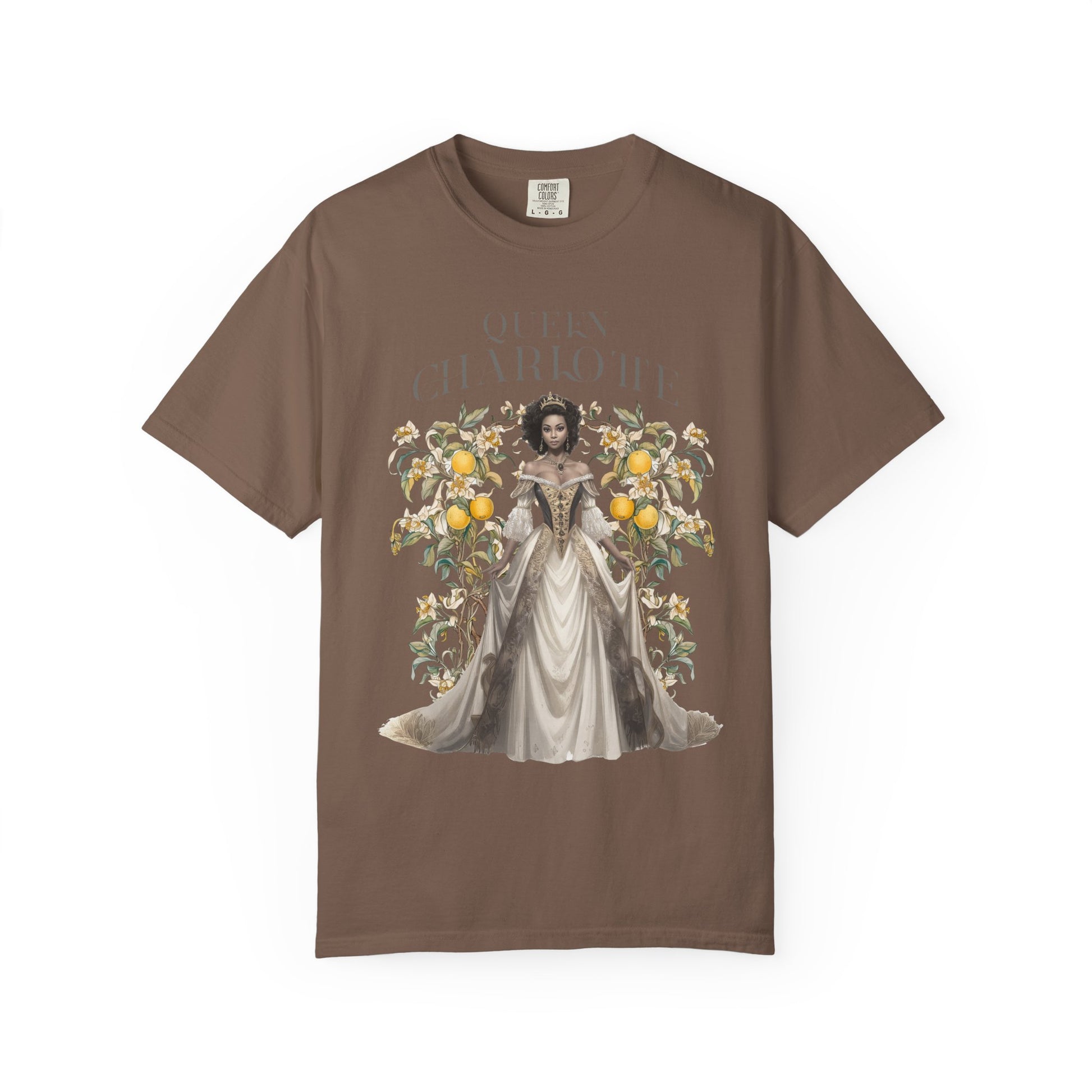 Queen Charlotte T-Shirt Literary Regency Period Tee Historical Drama Series Watching Spilling The Tea Theme Gift for Her Birthday Christmas T-Shirt Printify Espresso S
