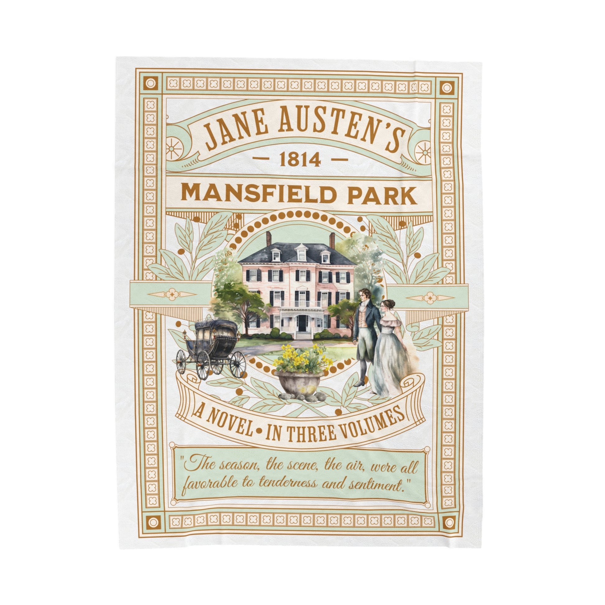 Jane Austen Plush Throw Blanket, Mansfield Park Historical Romance Gift, Bookish Literary Jane Austen Fan Art Gift, Gift for Her, Bookclub All Over Prints Printify 60" × 80"  