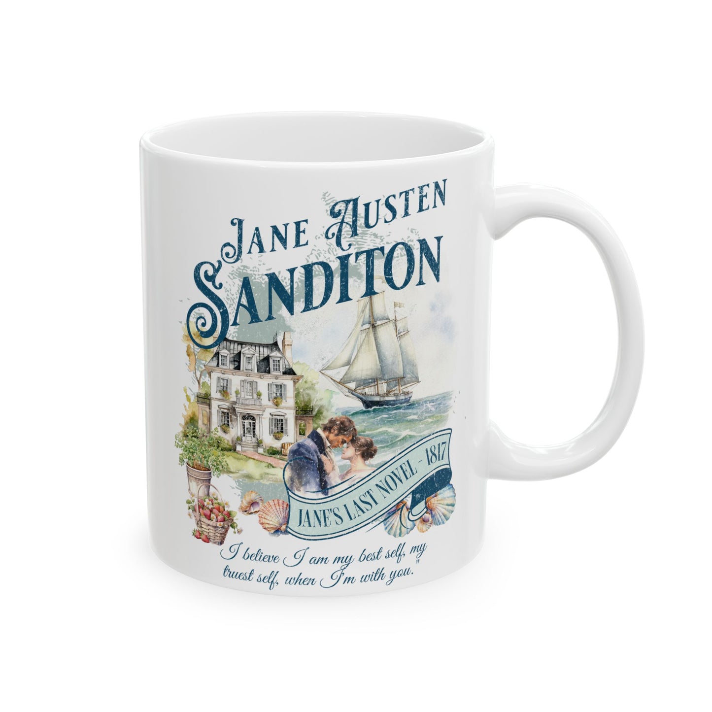 Jane Austen Sanditon Coffee Mug Historical Romance Reader Gift For Book Lover Light Academia Bookclub Gift Birthday Mom Her Christmas Gift Mug Printify   