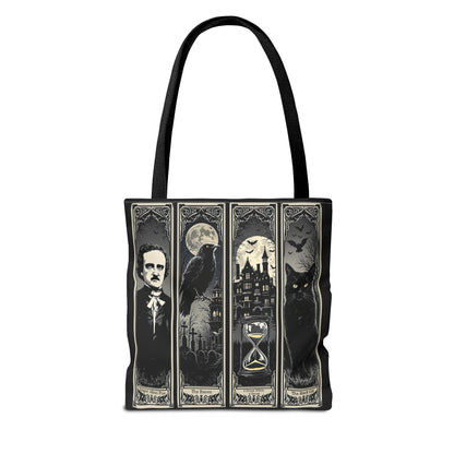 Edgar Allan Poe Tote Bag Gothic Literary Gift for Book Lover Dark Academia Macabre Accessory Halloween Tote Fall School Bag for Poetember Bags Printify