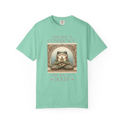 Pink Yoga Frog Shirt I Breathe In Confidence And I Breathe Out Doubt Unisex T-Shirt, Casual Wear, Highlander Fan Gift, T-Shirt Printify Island Reef S